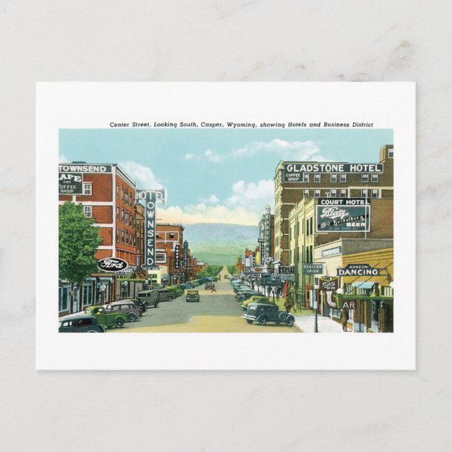 Center Street, Casper, Wyoming Postcard (Front)