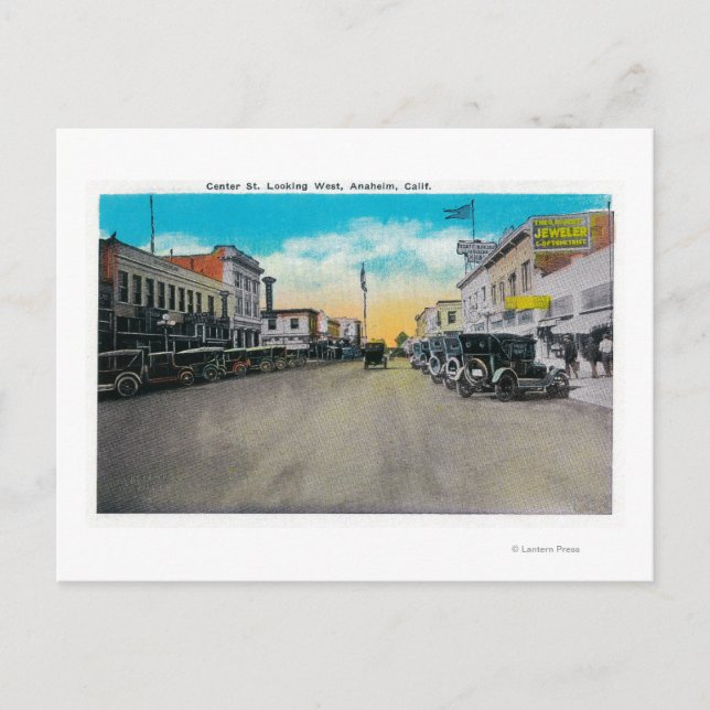 Center Street Looking WestAnaheim, CA Postcard (Front)