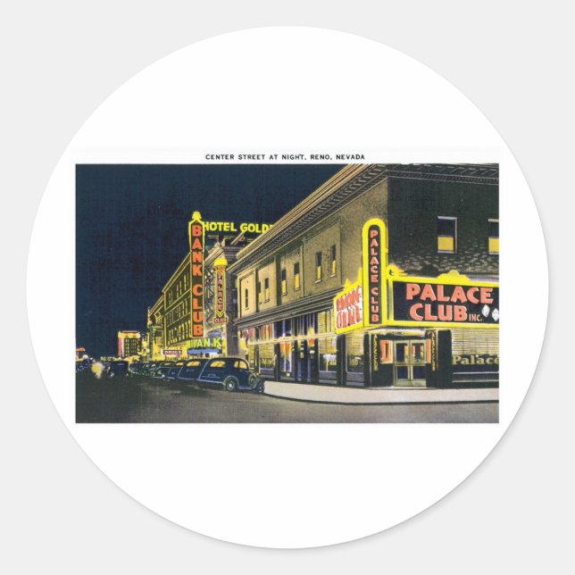 Center Street, Reno, Nevada Classic Round Sticker (Front)