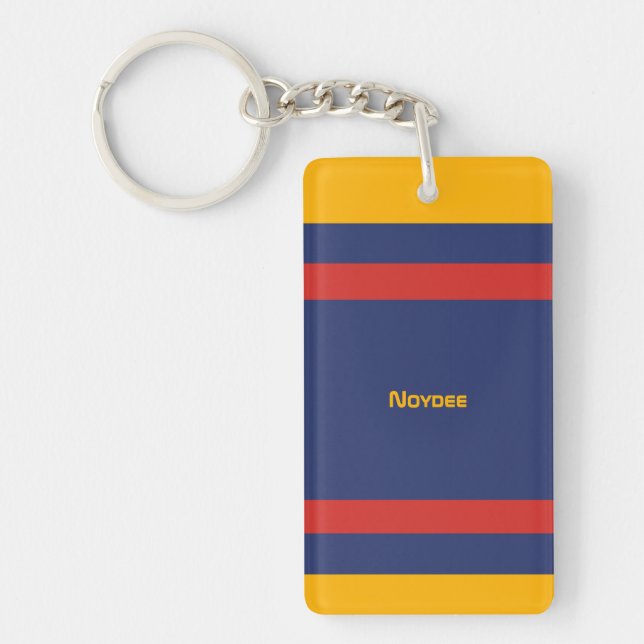 Center Stripes Horizontal Lines Blue Yellow Red Keychain (Front)