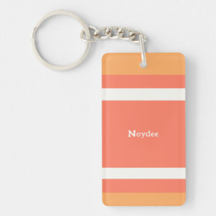 Center Stripes Horizontal Lines Red Orange White Keychain