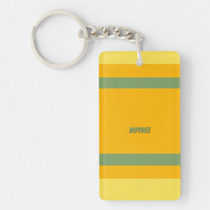Center Stripes Horizontal Orange Yellow Green Keychain