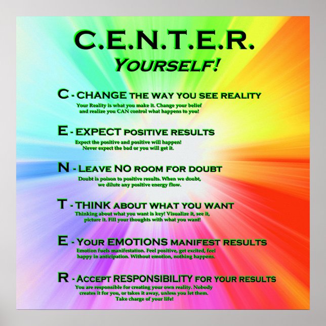 CENTER Yourself! Bright Colors Poster (Front)