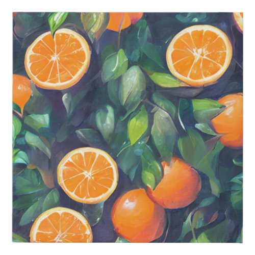 Centered Closeup of Fresh Orange Juice with Ice Cu Faux Canvas Print