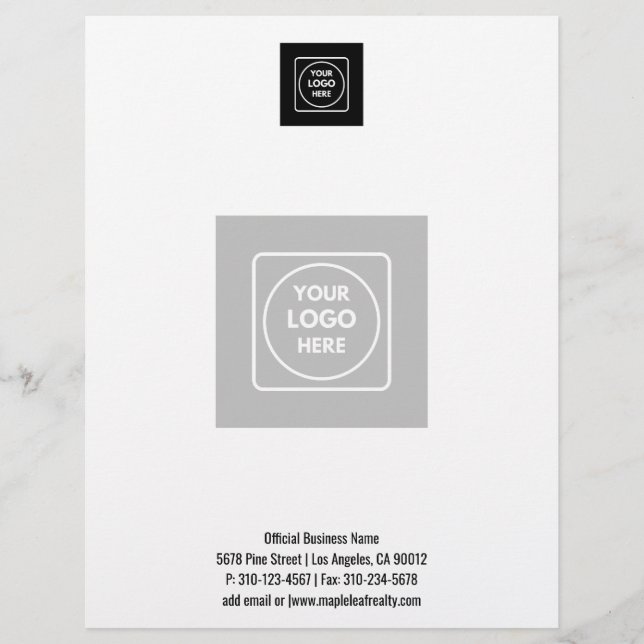 Centered Logo Watermark Business Basic letterhead (Front)