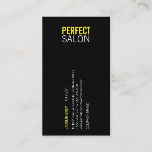 Centered Type yellow Business Card