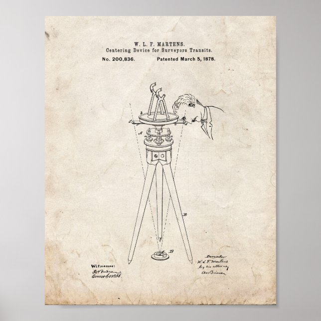 Centering Device For Surveyors Transits Patent - O Poster (Front)