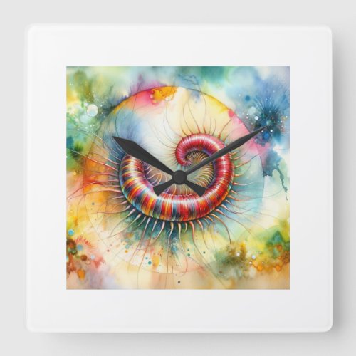 Centipede in Watercolor Radiance AREF577 _ Waterco Square Wall Clock