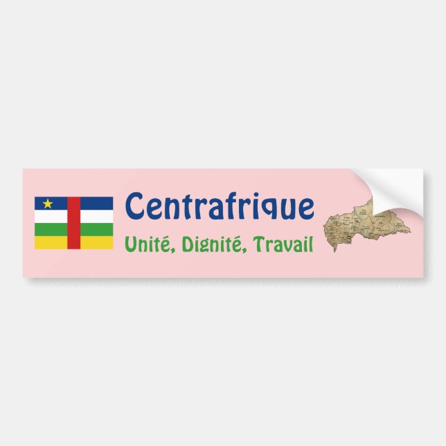 Centrafrique Flag + Map Bumper Sticker (Front)
