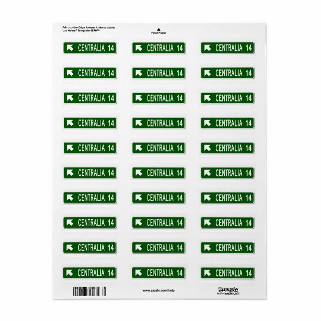Centrailia PA Label (Full Sheet)