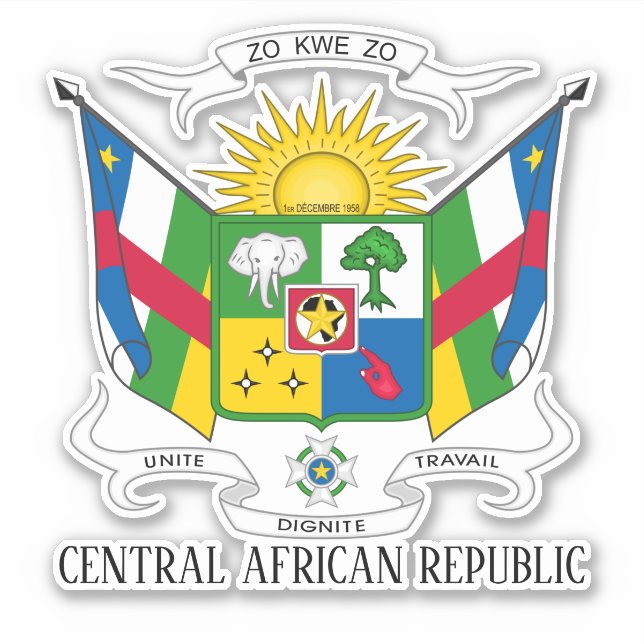 Central African Republic Flag Charming Patriotic Sticker (Front)