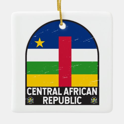 Central African Republic Flag Emblem Distressed Ceramic Ornament
