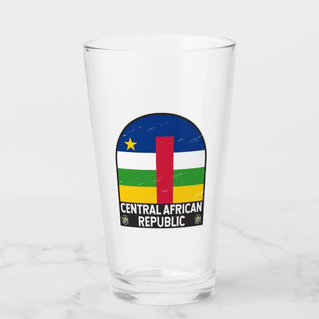 Central African Republic Flag Emblem Distressed Glass (Front)