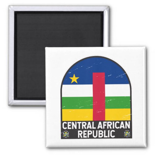 Central African Republic Flag Emblem Distressed Magnet