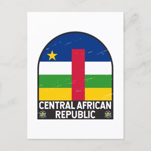 Central African Republic Flag Emblem Distressed Postcard