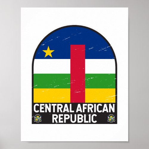Central African Republic Flag Emblem Distressed Poster