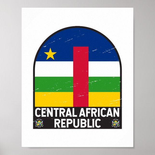 Central African Republic Flag Emblem Distressed Poster (Front)