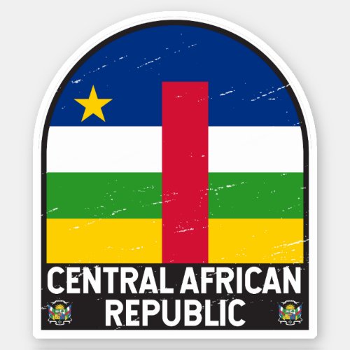 Central African Republic Flag Emblem Distressed Sticker