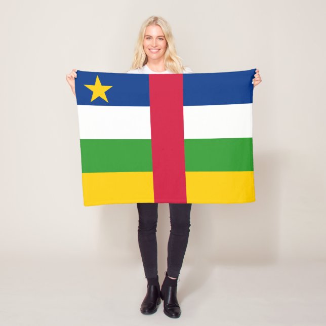 Central African Republic Flag Fleece Blanket (In Situ)