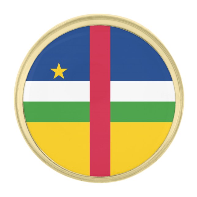 Central African Republic Flag Gold Finish Lapel Pin (Front)