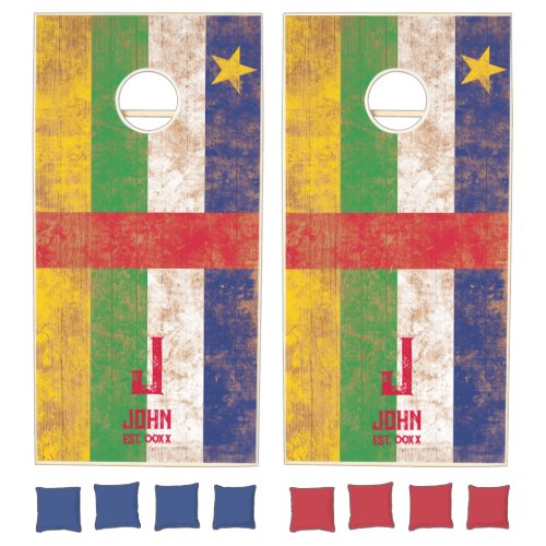 Central African Republic Flag Personaliz Name Wood Cornhole Set