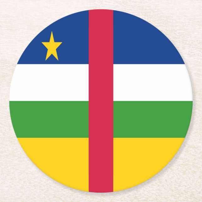 Central African Republic Flag Round Paper Coaster (Front)