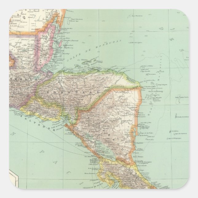 Central America 4 Square Sticker (Front)