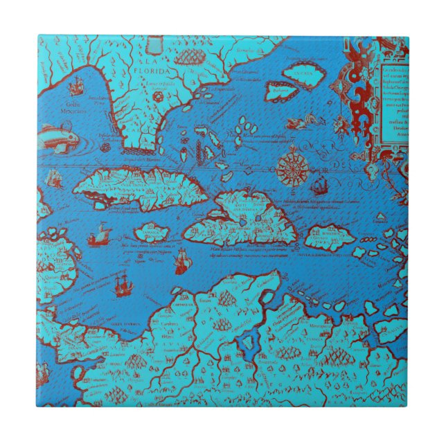 Central America ('America Occidentalis') Ceramic Tile (Front)