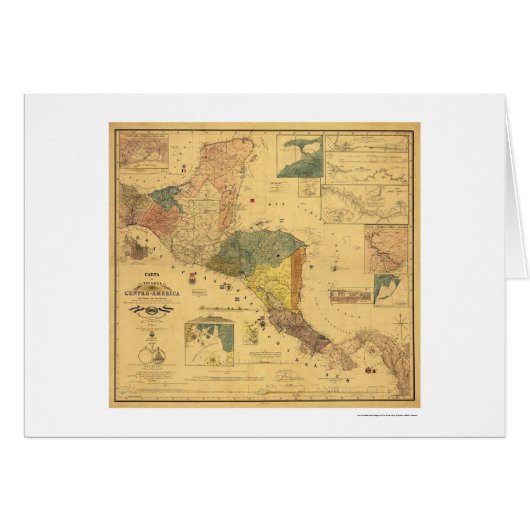 Central America Map 1862 Cards (Front Horizontal)