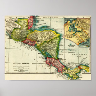Central AmericaPanoramic MapCentral America Poster