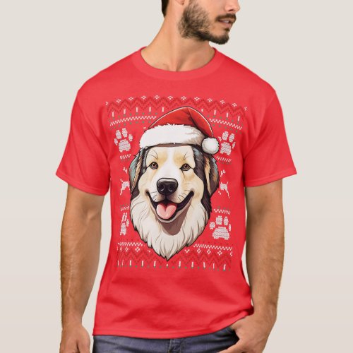 Central Asian Shepherd Santa Hat Christmas Dad T_Shirt