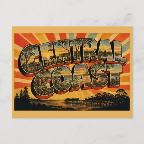 Central Coast NSW Australia Vintage Travel Art Postcard