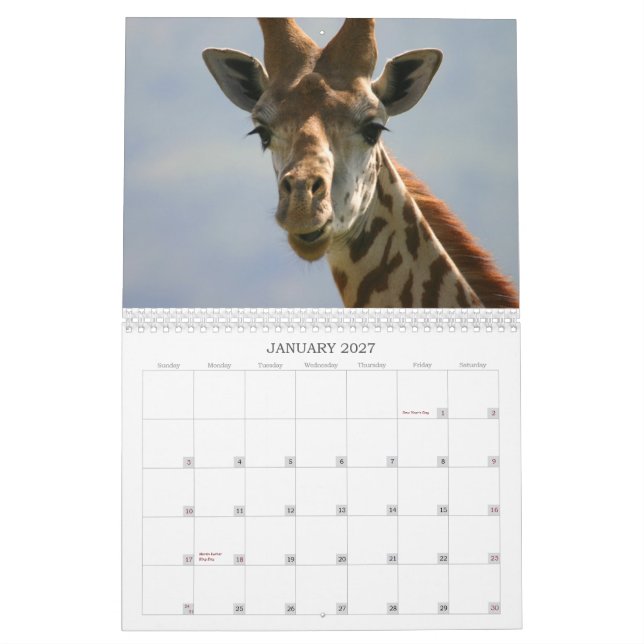 Central, East African animal calendar - Customized (Jan 2027)