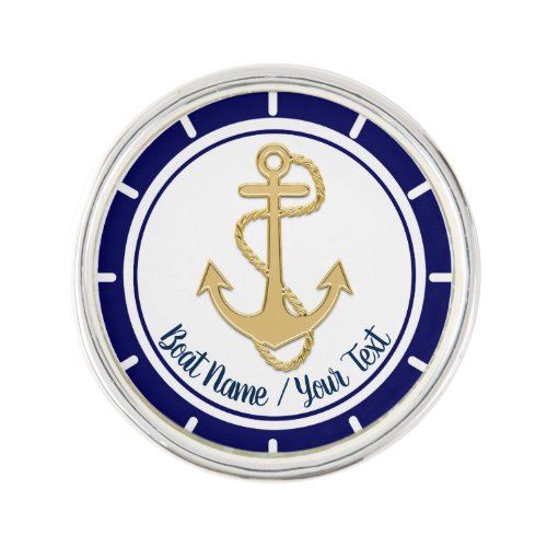 Central Golden Anchor Navy Blue Nautical Lapel Pin