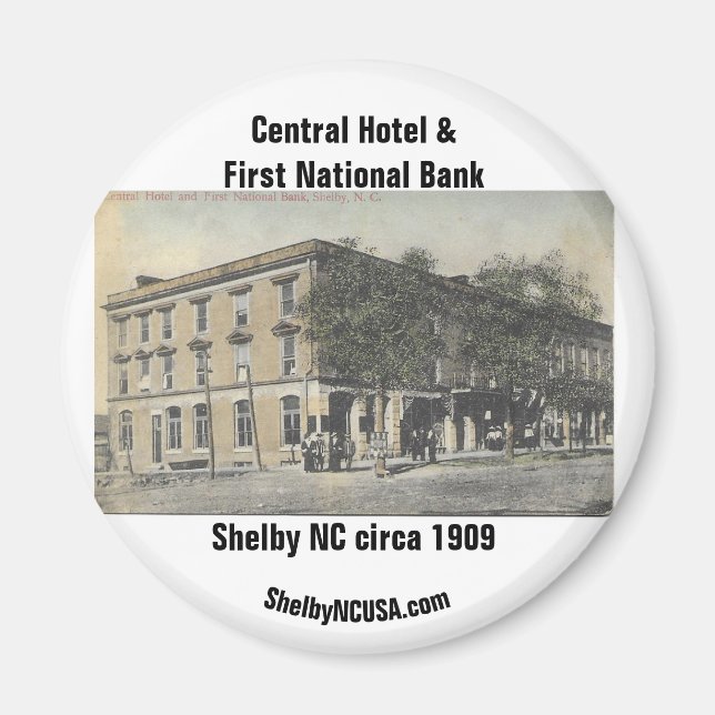 Central Hotel & First National Bank circa 1909 Magnet (Front)