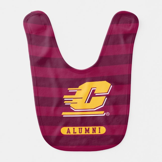 Central Michigan Alumni Stripes Baby Bib (Front)