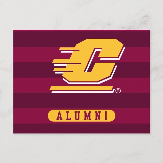 Central Michigan Alumni Stripes Invitation Postcard (Front)