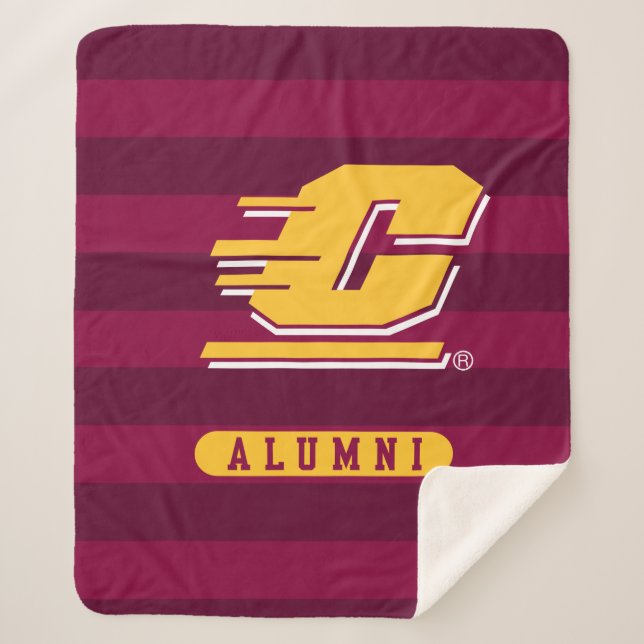 Central Michigan Alumni Stripes Sherpa Blanket (Front)