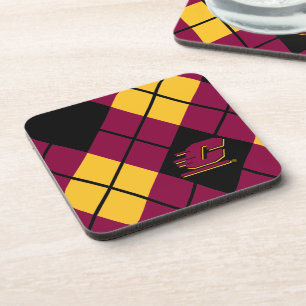 Central Michigan Argyle Pattern Beverage Coaster