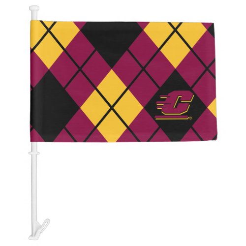 Central Michigan Argyle Pattern Car Flag