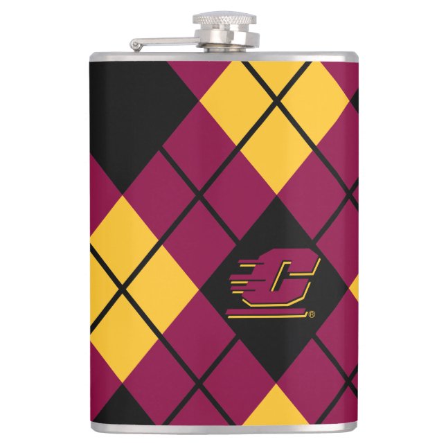 Central Michigan Argyle Pattern Flask (Front)