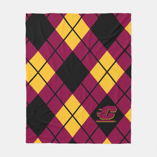 Central Michigan Argyle Pattern Fleece Blanket (Front)