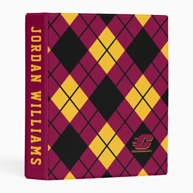 Central Michigan Argyle Pattern Mini Binder (Front/Spine)