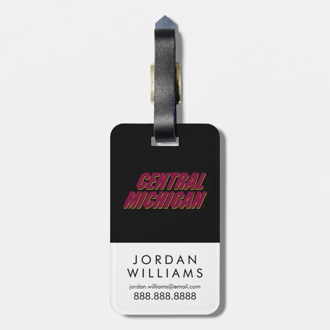 Central Michigan Carbon Fiber Pattern Luggage Tag (Back Vertical)