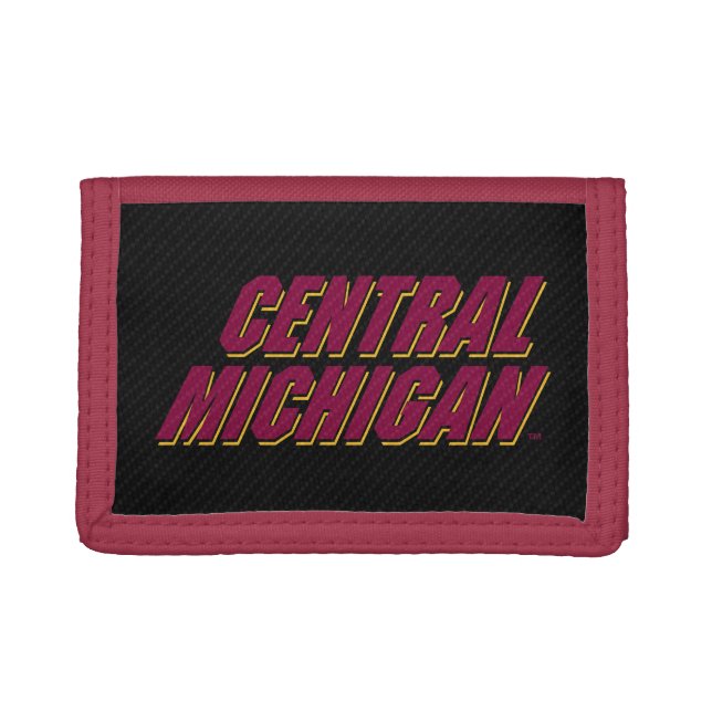 Central Michigan Carbon Fiber Pattern Trifold Wallet (Front)