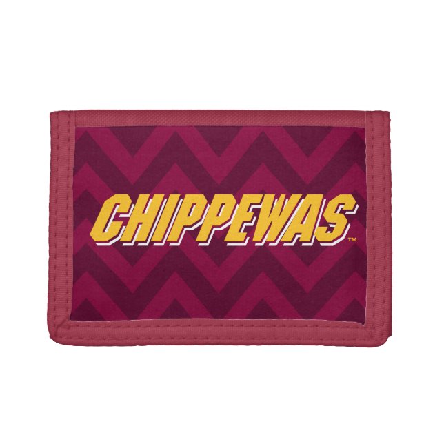 Central Michigan Chevron Pattern Trifold Wallet (Front)