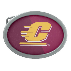 Central Michigan Color Block Distressed Belt Buckle