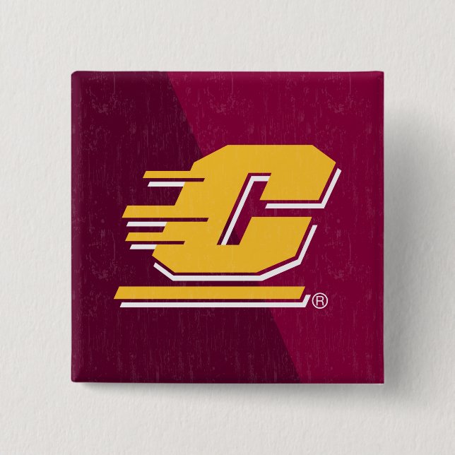 Central Michigan Color Block Distressed Button (Front)
