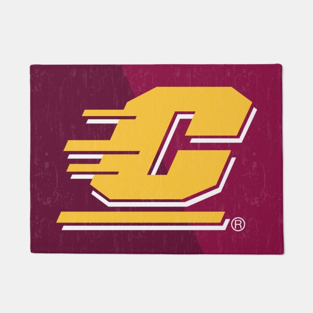 Central Michigan Color Block Distressed Doormat (Front)