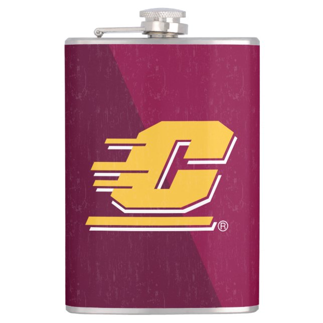 Central Michigan Color Block Distressed Flask (Front)